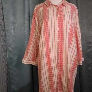 Catherines Red and White Striped Tunic with 3/4 Sleeves EUC - Size 2X